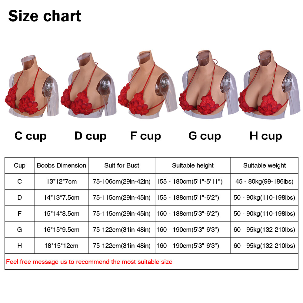 Silicone Crossdresser Breast Forms Breastplates Drag Queen Fake Boobs B-H Cup