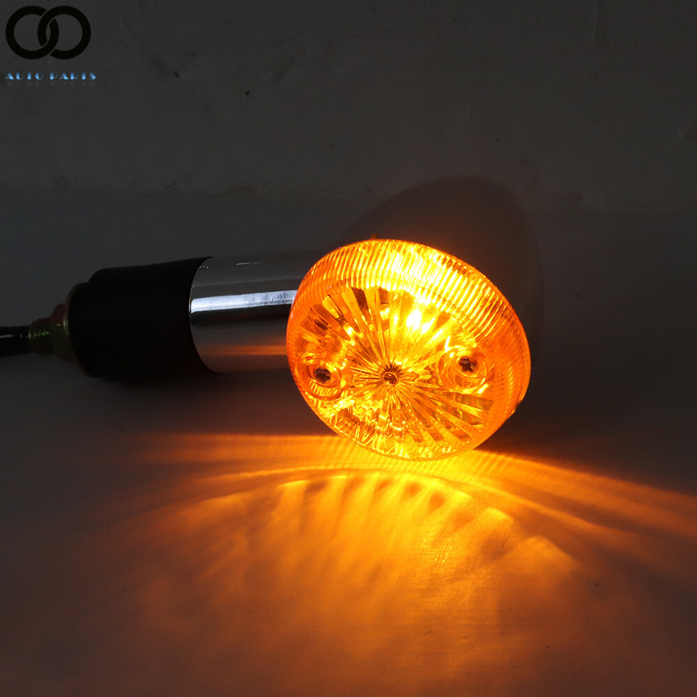 2×Chrome Amber Front Rear Turn Signal Blinker Indicator Light For Motorcycle