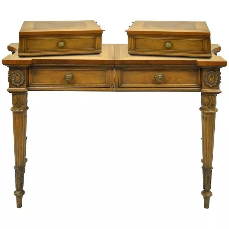 Vintage Karges Walnut French Regency Style Extension Server Console Sofa Table