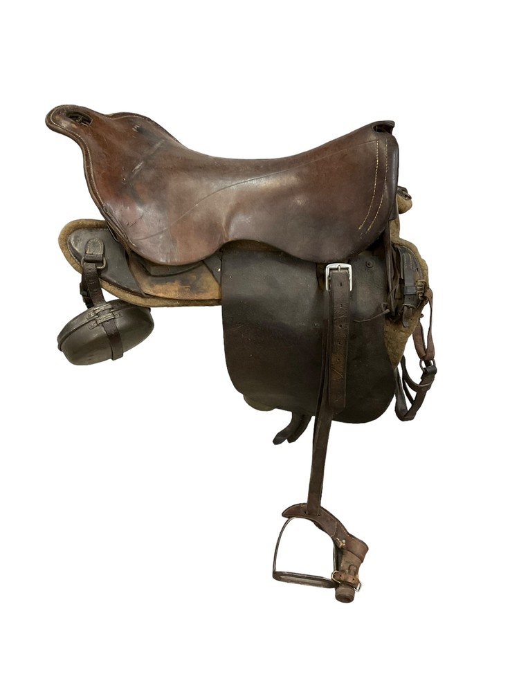 WW1 Canadian CEF Cavalry Saddle 1914 Dated C Broad Arrowed Complete