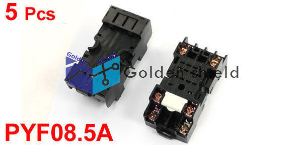 5 PCS PYF08.5A Replaceable 8ends DIN Rail Relay Socket Base Holder 35mm✦Kd