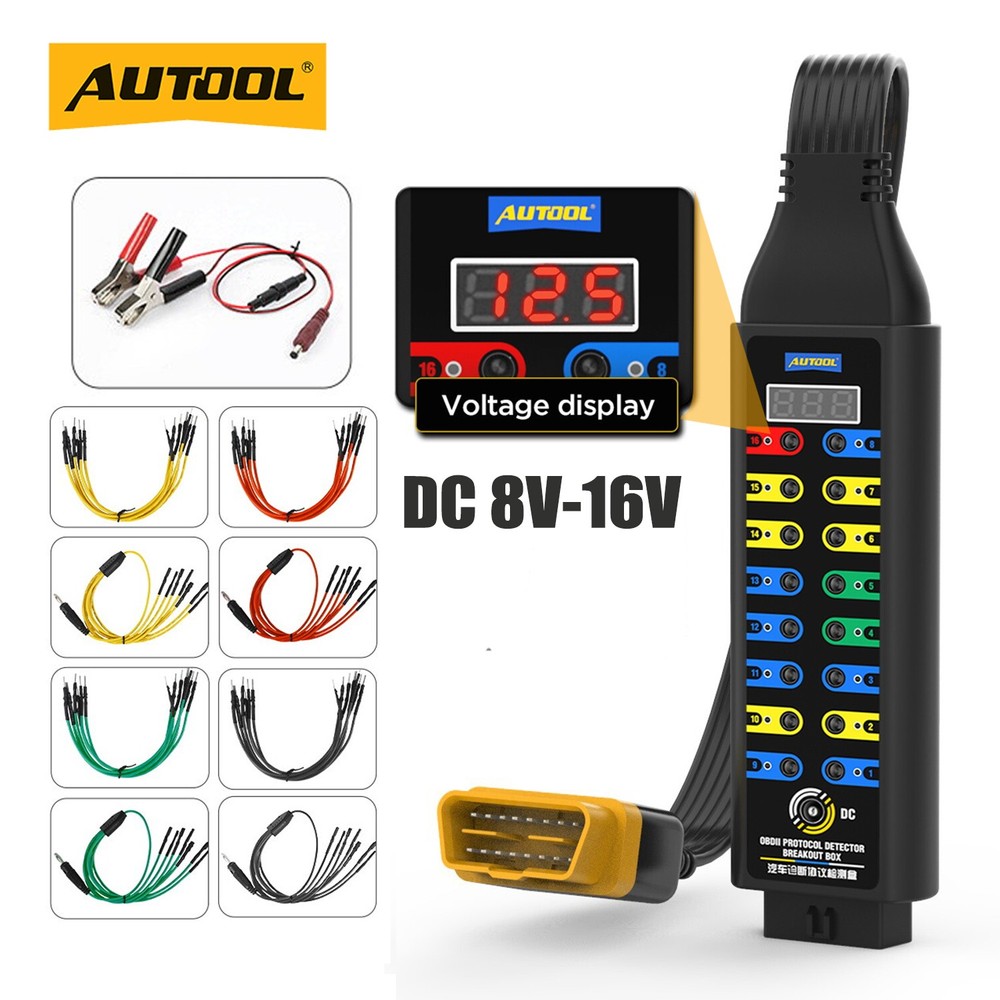 OBD2 BREAKOUT BOX OBDII PROTOCOL DETECTOR CAN BUS TEST BREAK OUT BOX W/DISPLAY