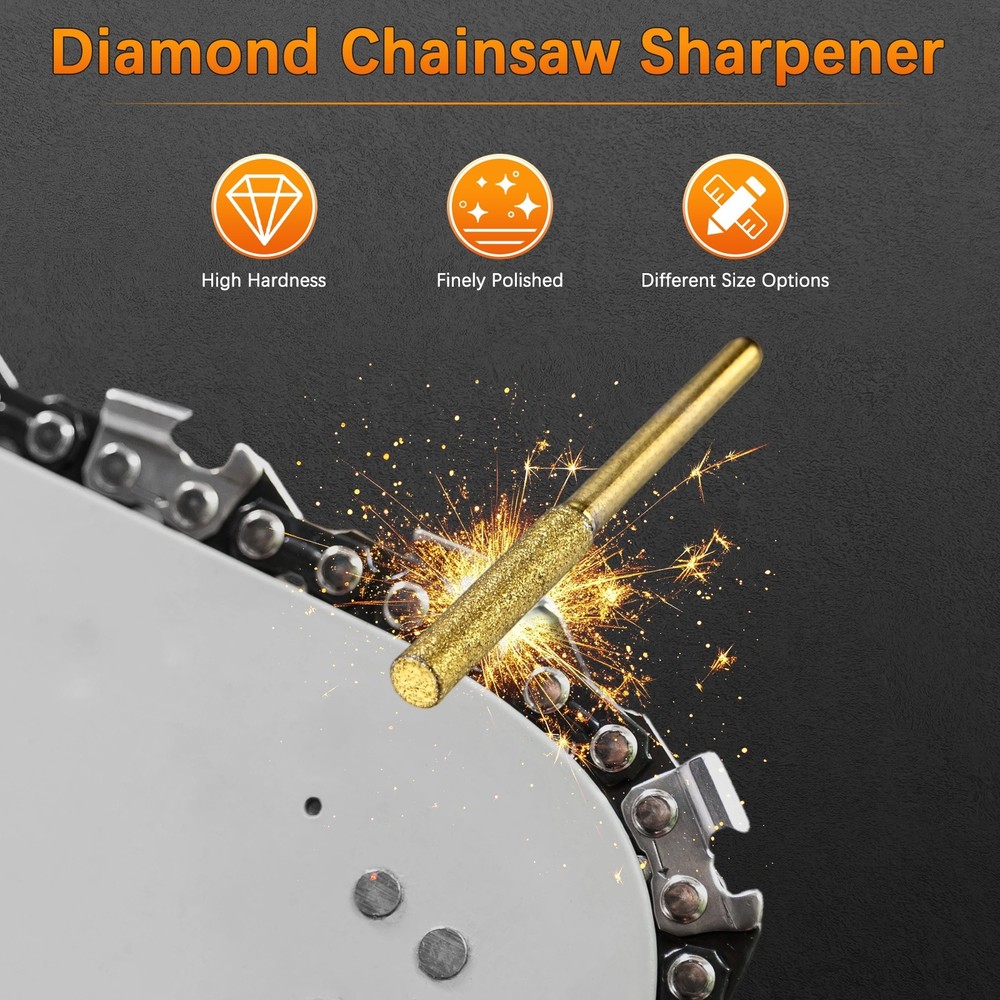 Chainsaw Sharpener with Box [24pcs] - Chainsaw Sharpening - [Gold- 5/32 Inch]