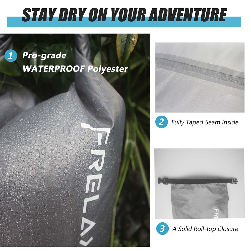Frelaxy Dry Bag 3-Pack/5-Pack, Ultralight 20L, 5 Pack - Assorted Colors