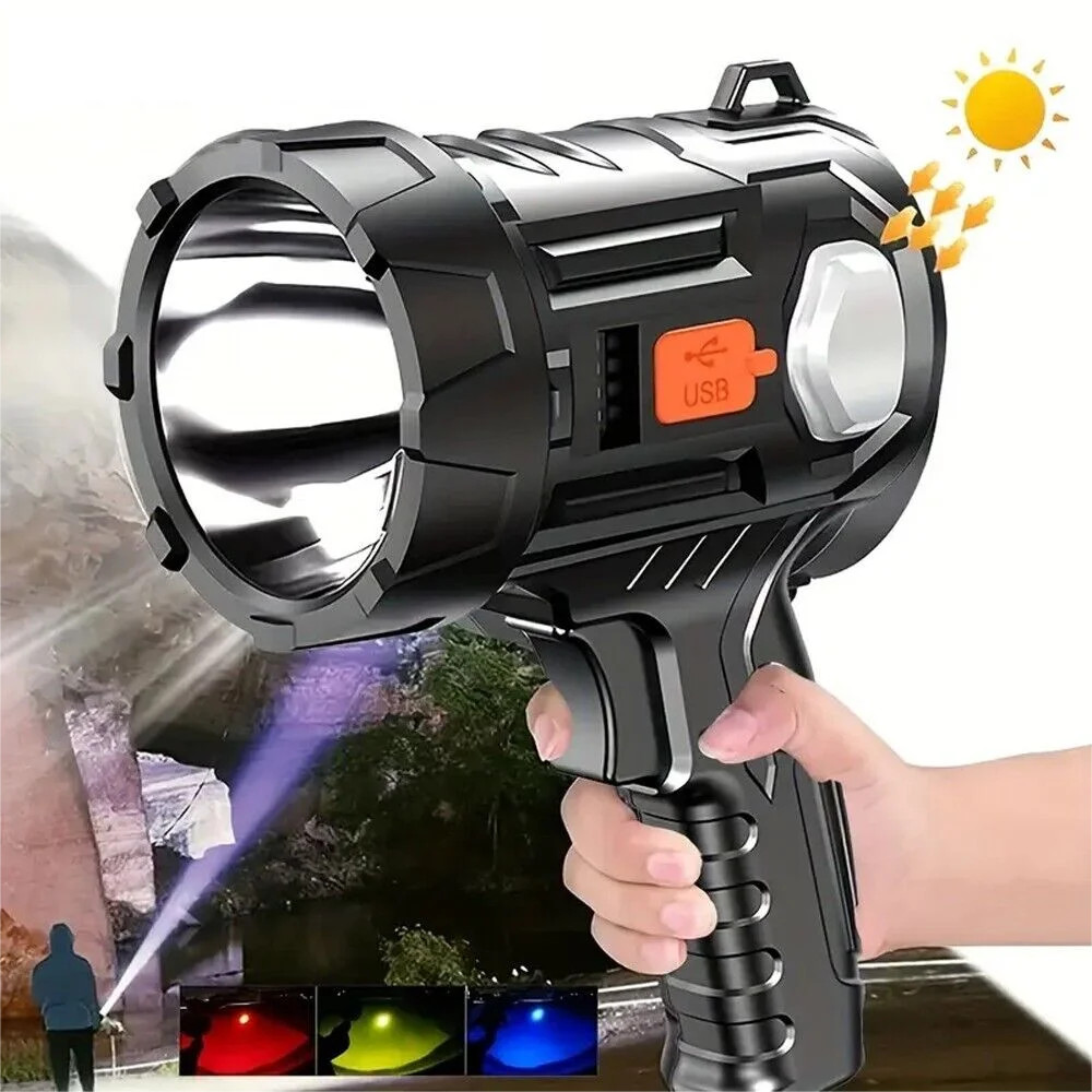 Spot Lights Hand Held Rechargeable Spotlight Large Flashlight Torch 30000000 Lm