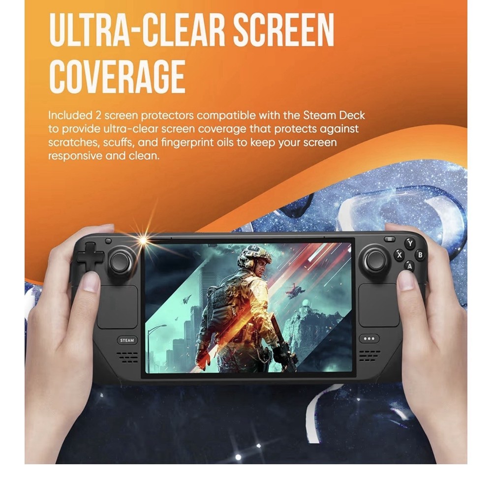 Steam Deck Screen Protector and Case Bundle - 2x Glass Screen Protectors and 2x