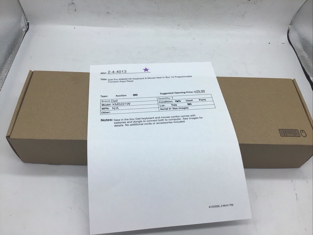 Dell Pro KM5221W Keyboard & Mouse New In Box 12 Programmable Function Keys Read