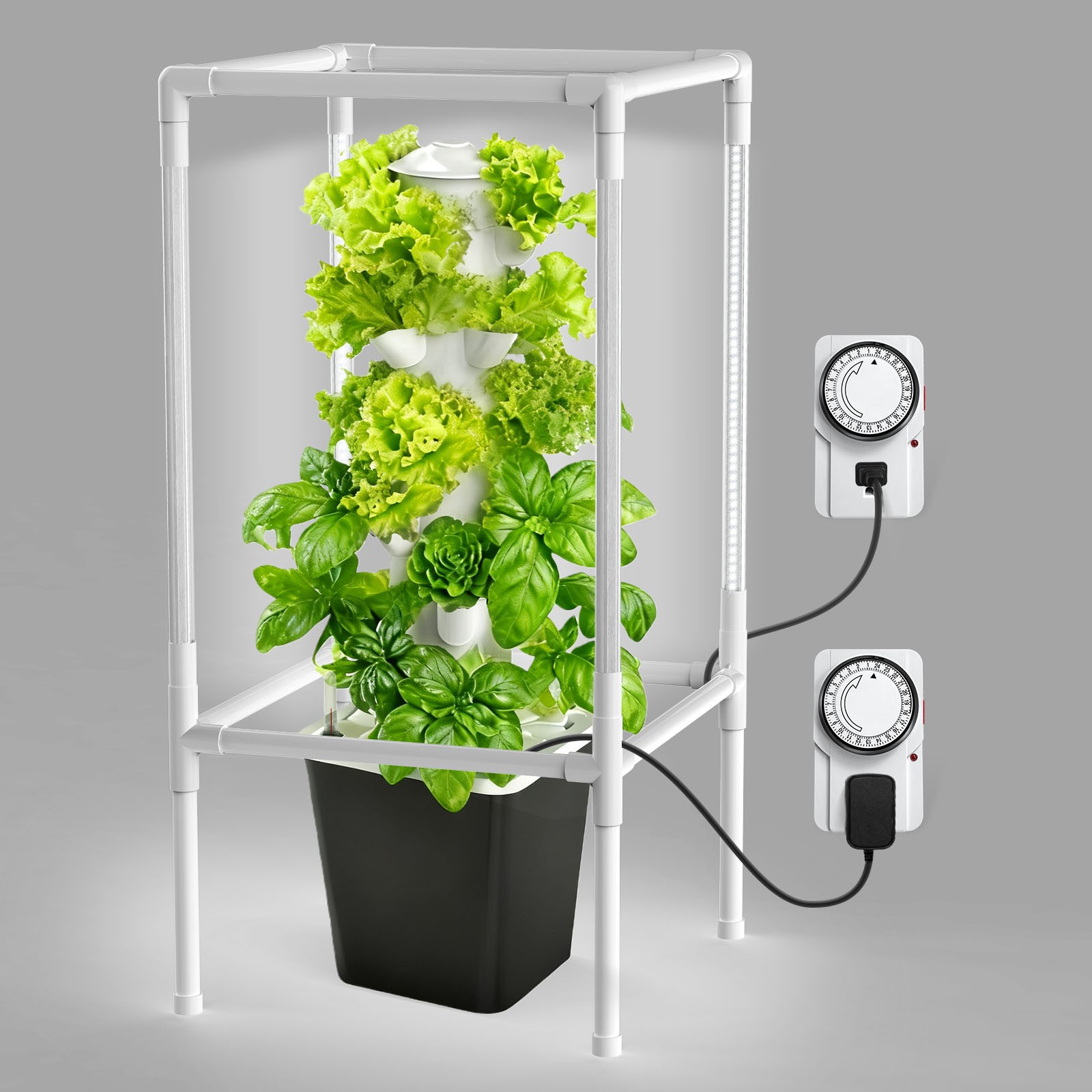 30 Pods 6-Tier Vertical Hydroponic Growing Tower with Lights