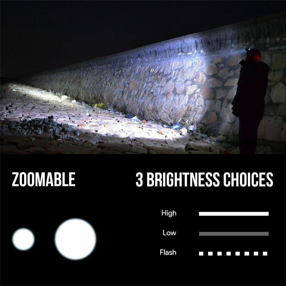 Rechargeable Head light Tactical Headlamp Zoomable Head Lamp Bright