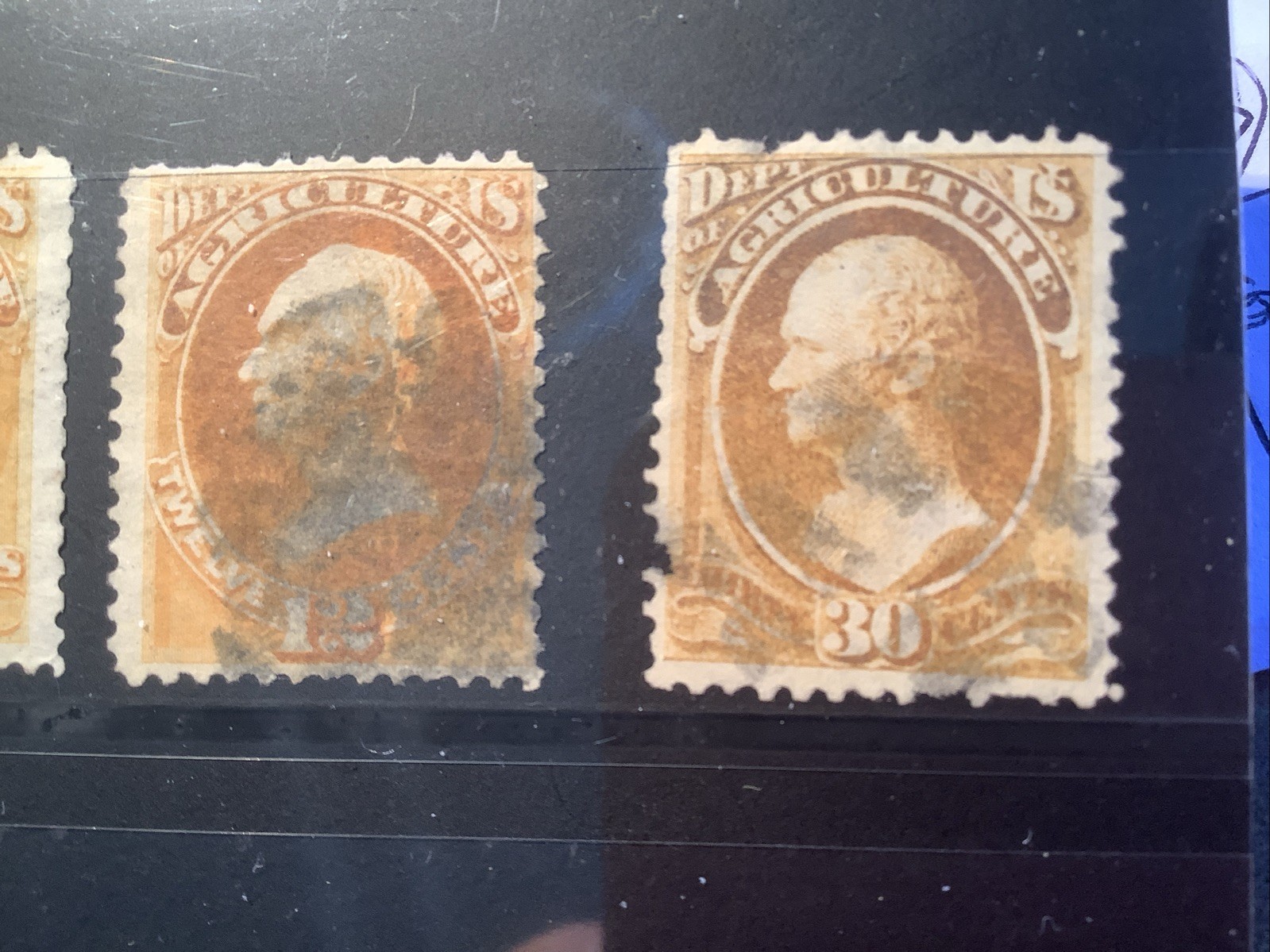 LOT of 6 US AGRICULTURE DEPT. Official 1873, 1879 O2/O95 mint+used Bull’s eye