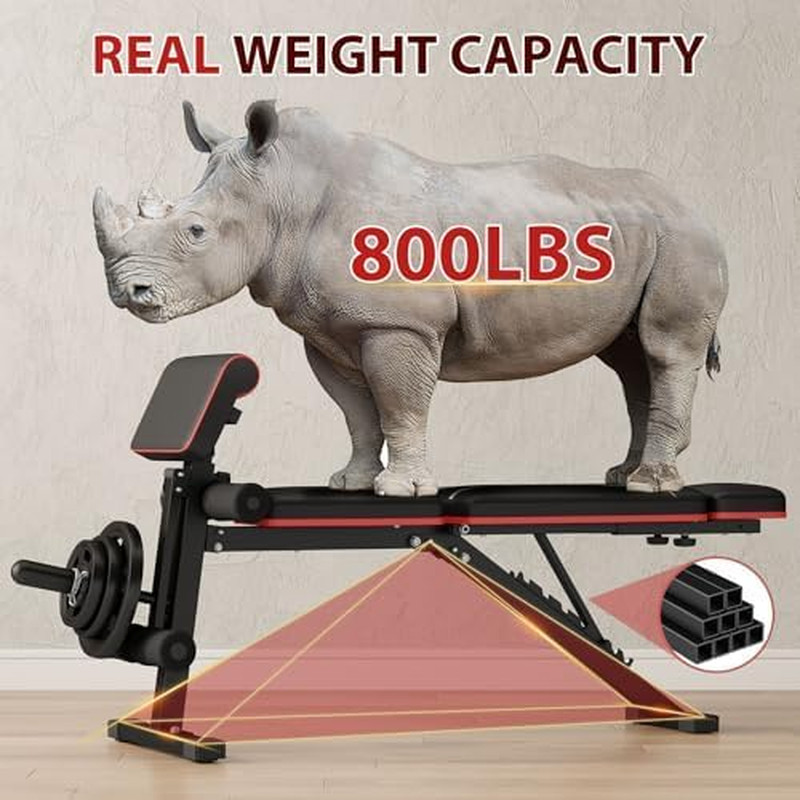 Foldable Weight Bench, Adjustable Workout Bench with Leg Extension, Preacher Pad