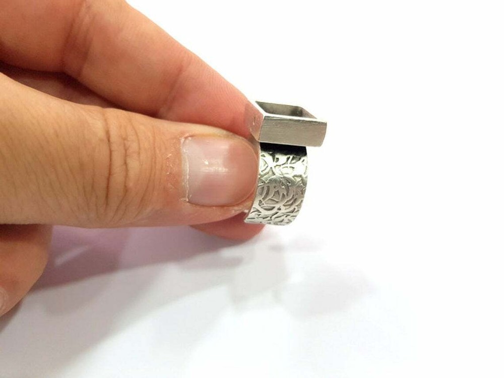 Square Blank Ring Setting Cabochon Base Bezel inlay Mounting Adjustable 10x10mm