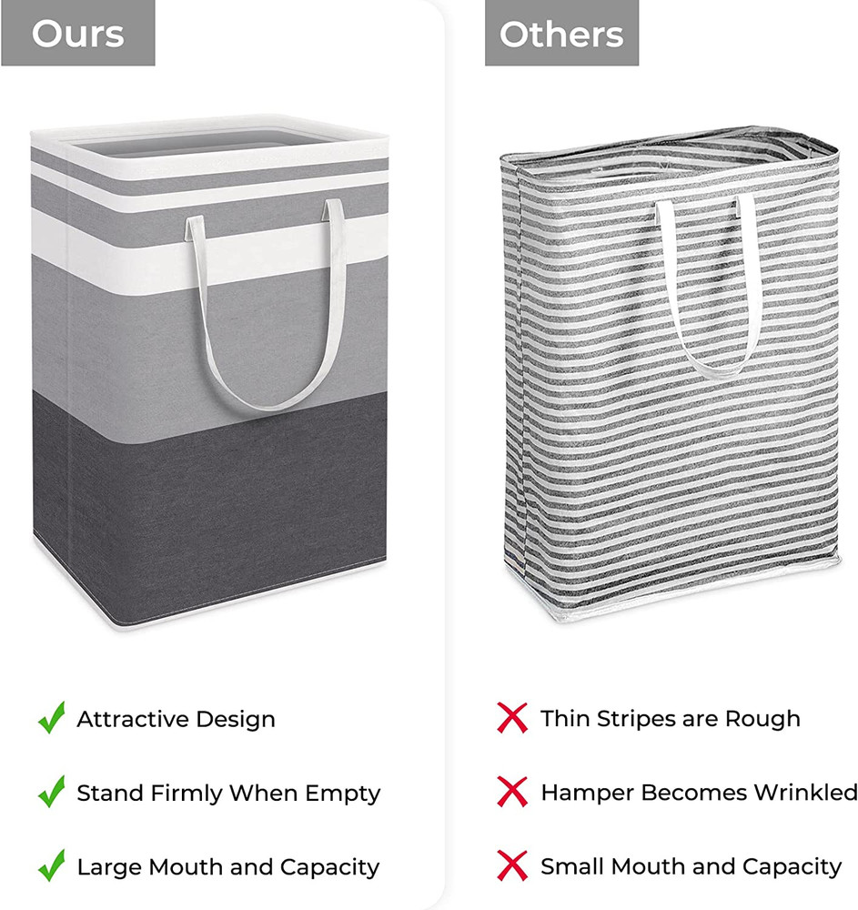 2-Pack Large Laundry Basket, Waterproof, Freestanding Laundry Hamper, Collapsibl