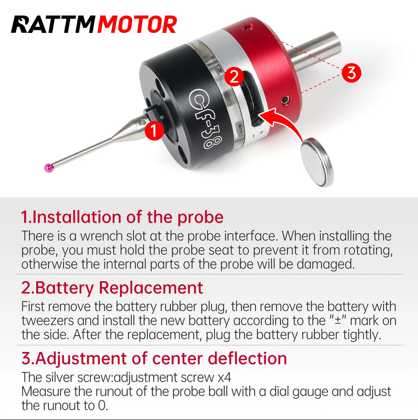 3D Touch Probe Trigger Edge Finder Three-coordinate Setting CF-38 For CNC Router