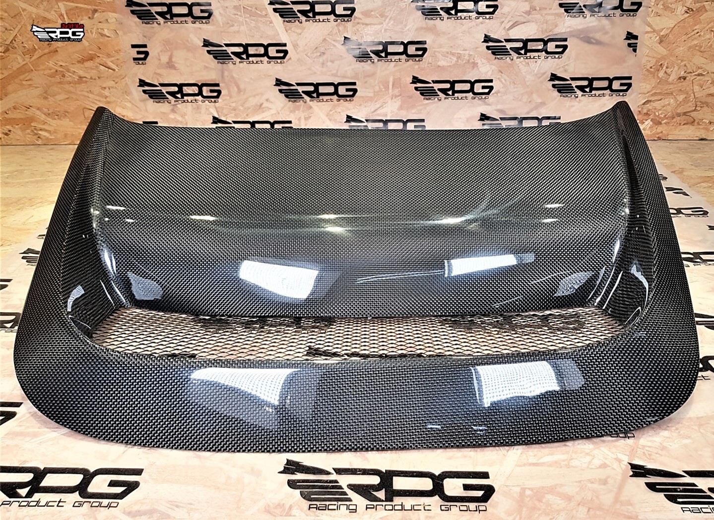 RPG Vacuum Plain Weave Carbon GTA Heat Extractor Hood Vent Scoop with Mesh Grill