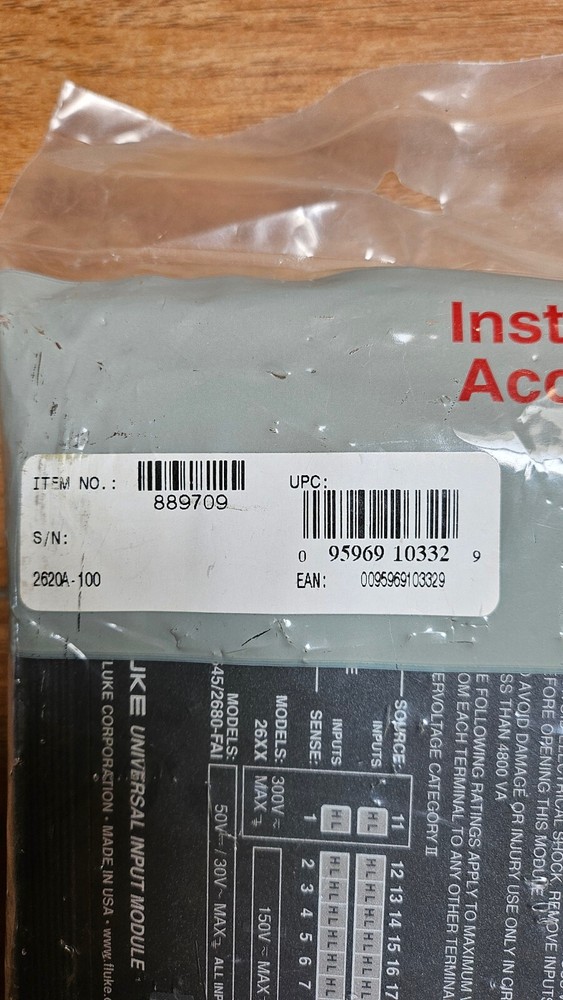 Fluke 2620A-100 Input Module (p/n-889709) New