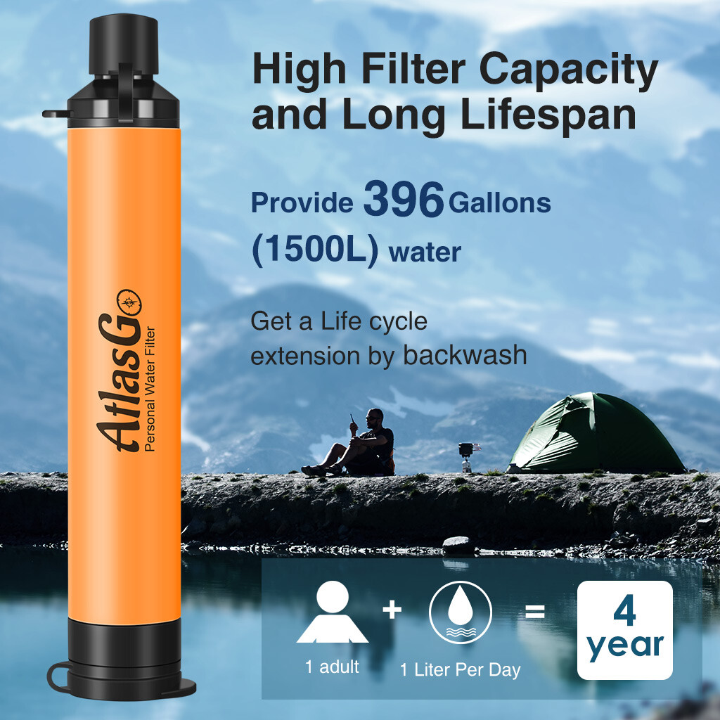 Portable Water Filter Straw Outdoor F Camping Hiking Emergency Survival Prepping