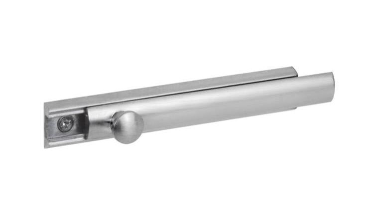 Defender Security 4 in. Solid Brass Surface Bolt, Satin Nickel