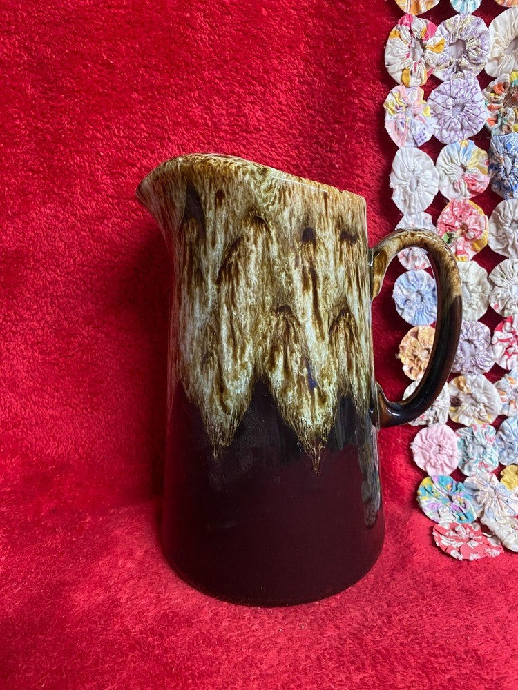 Vintage Tall Brown Drip Pitcher