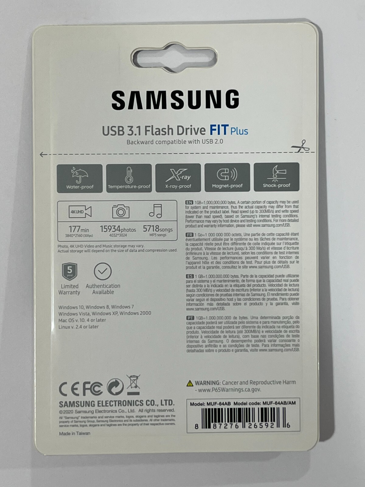 New Samsung FIT Plus 64GB USB 3.1 Flash Drive MUF-64AB/AM