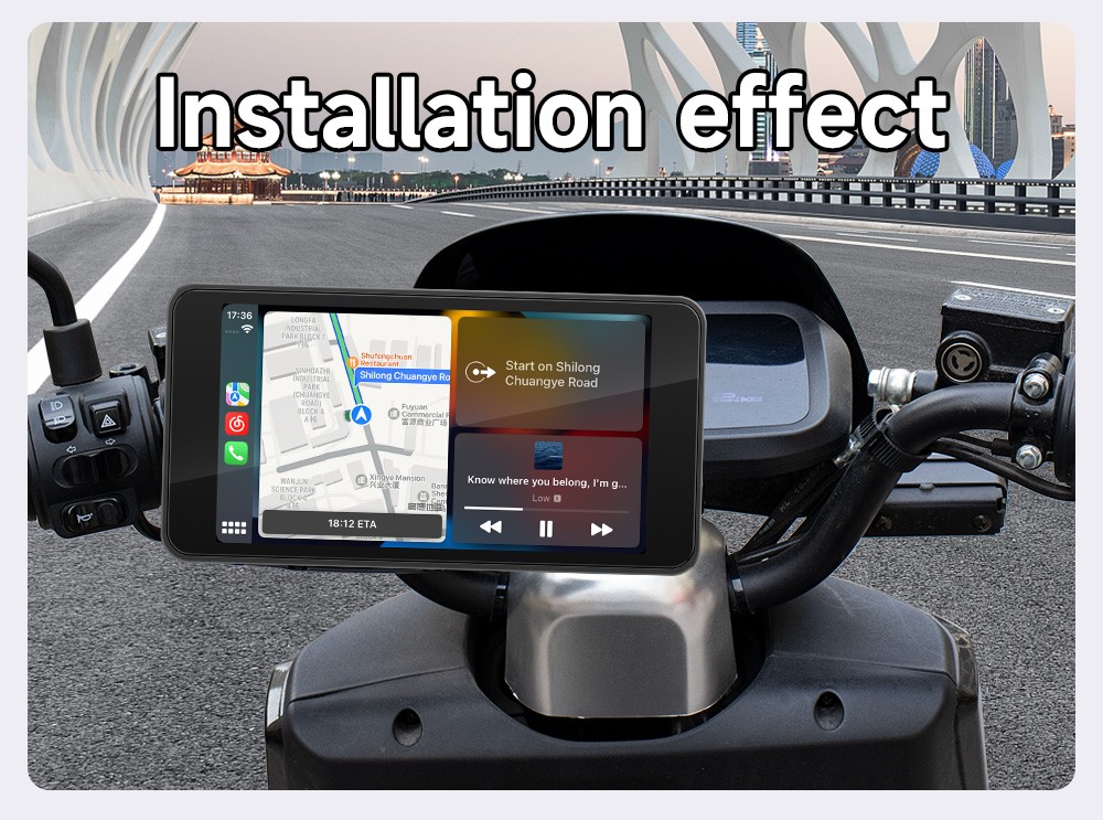 5" Waterproof Motorcycle Navigator Portable Wireless CarPlay Android Auto Screen