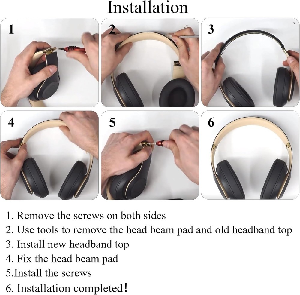 Studio 3 Replacement Headband & Hinge for Beats Black Gold