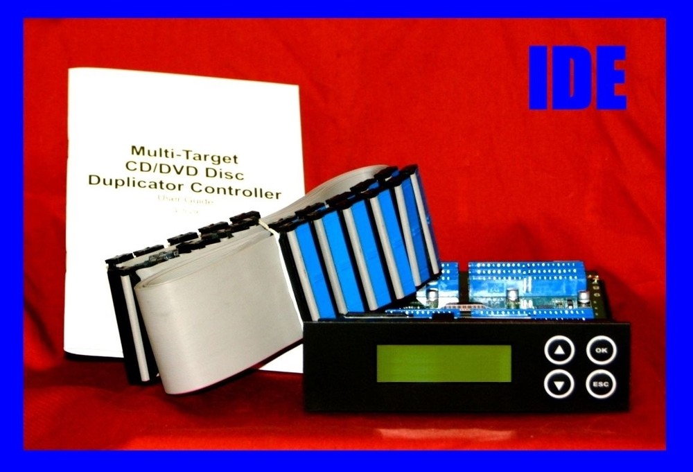 NEW!! 1-4 target IDE DVD CD duplicator controller with cables and booklet.