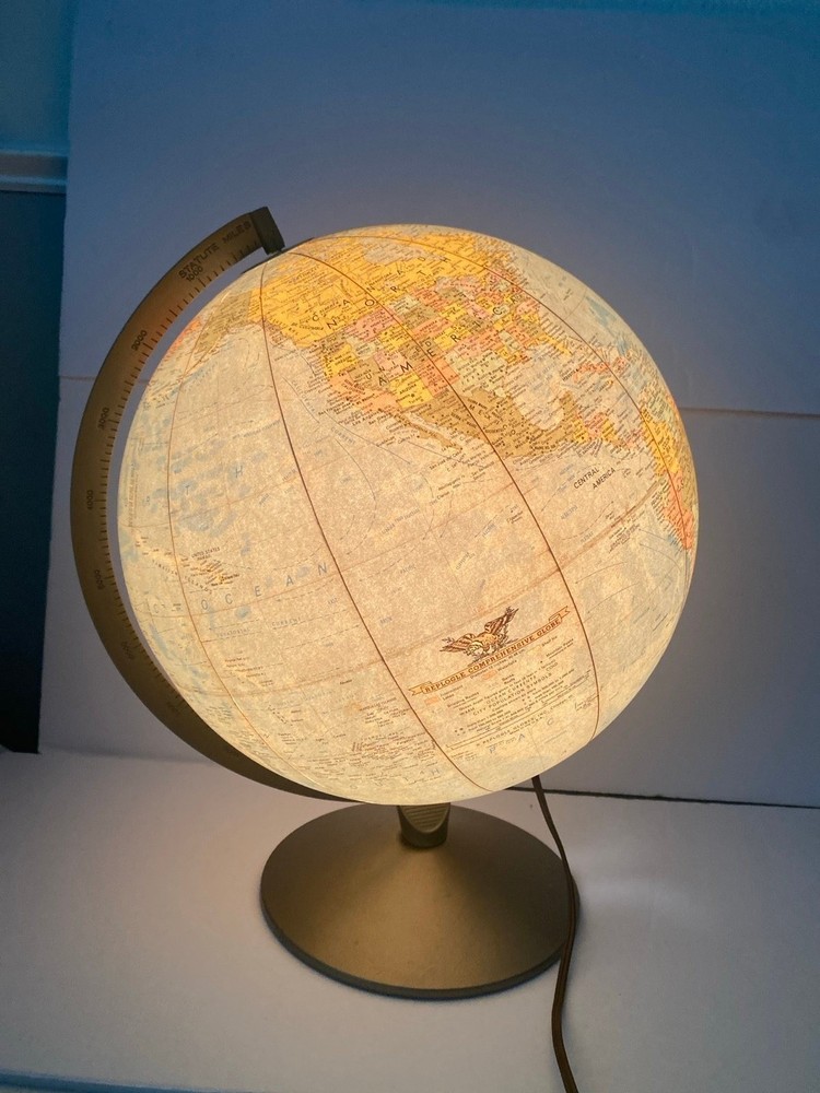 Vintage Replogle Light Up Comprehensive World Globe 12” Diameter