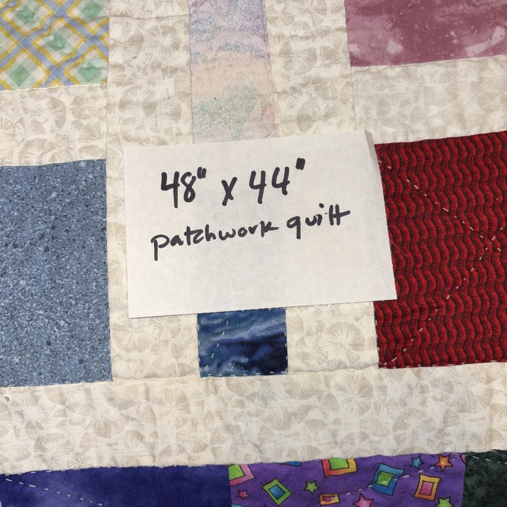 Handmade Patchwork Quilt Lap Colorful/Whimsical Throw 44 x 48