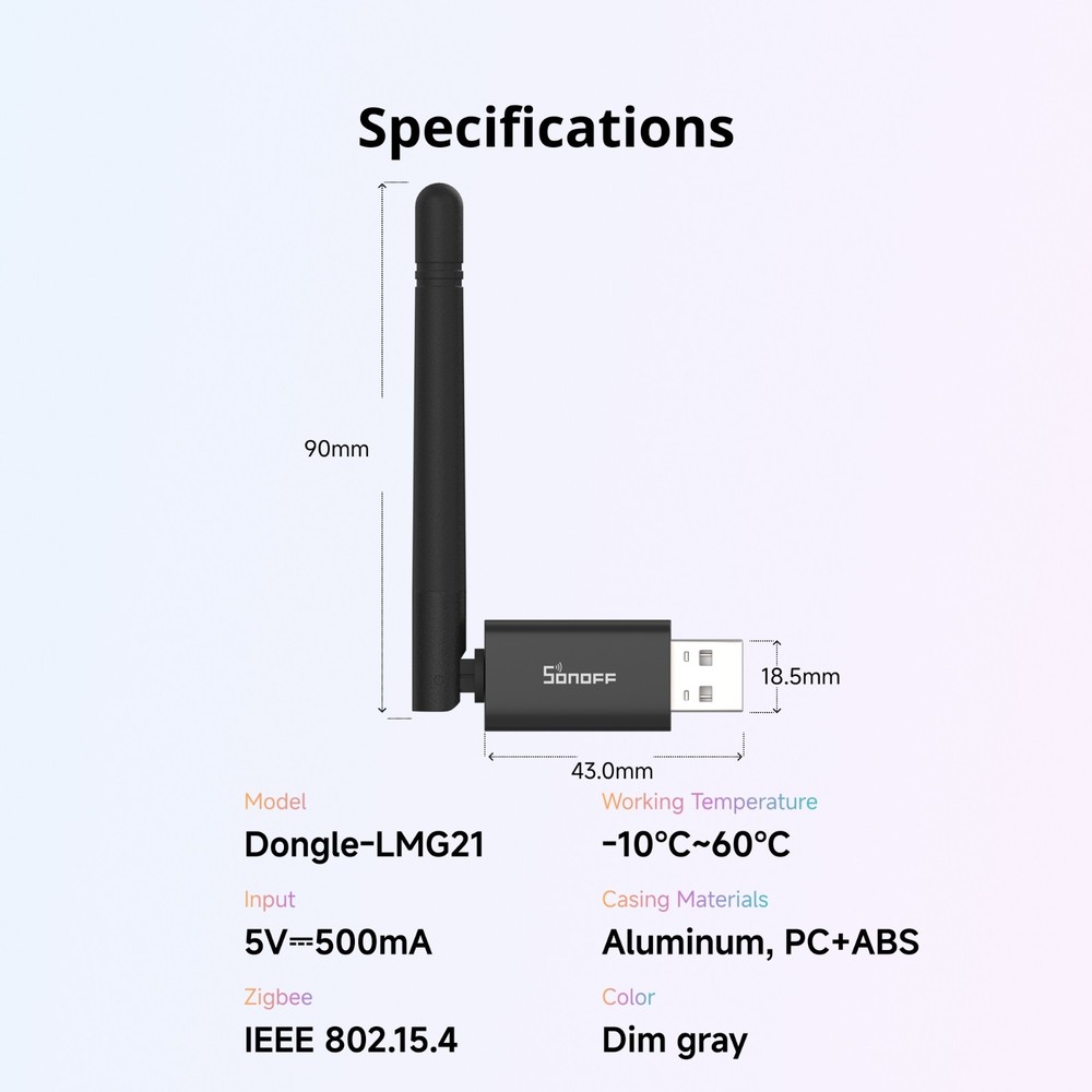 SONOFF Smart Home Hub, Zigbee Gateway, Dongle Lite MG21 Zigbee/Thread USB Dongle