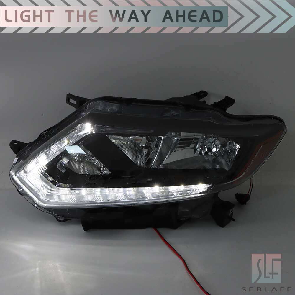 For 2014 2015 2016 Nissan Rogue Headlight Halogen Chrome Clear Left+Right Side