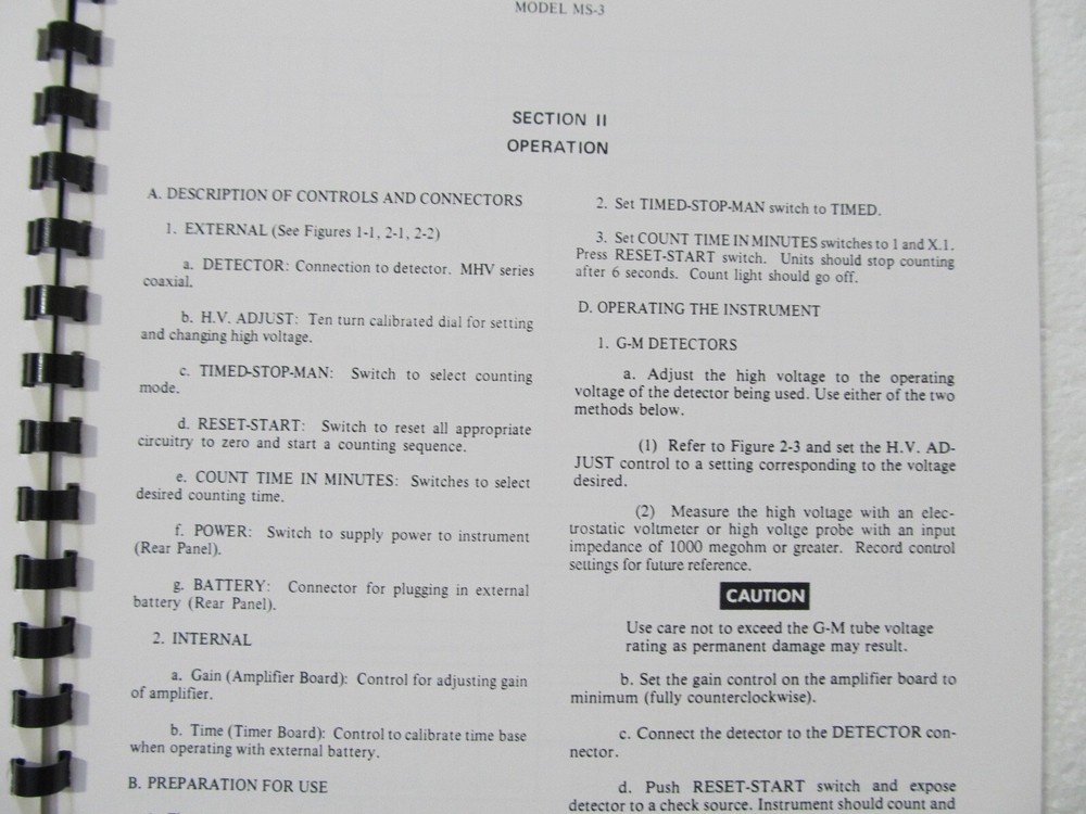EBERLINE LABORATORY Mini Scaler MS-3 TECHNICAL MANUAL 1987