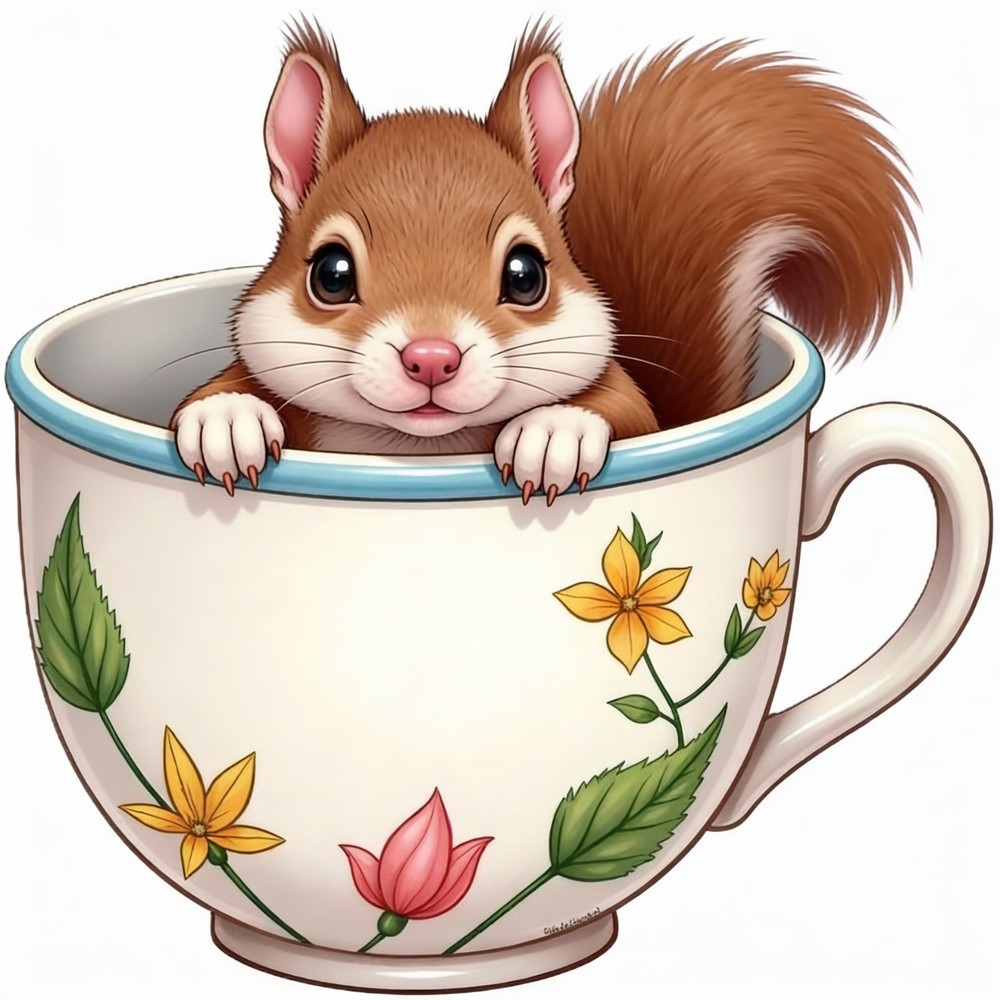 30 Custom Coffee Cup Squirrel Personalized Address Labels