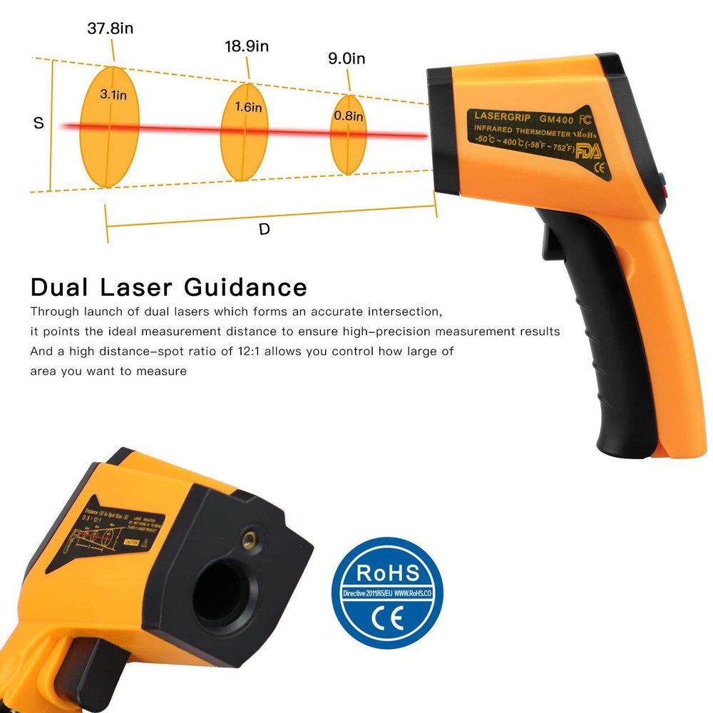 Infrared Temperature Gun Non-Contact Orange