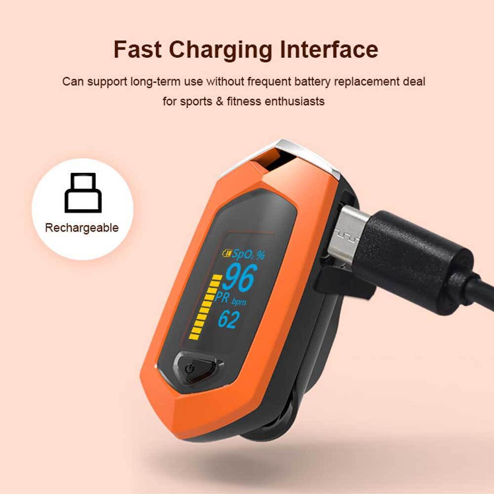 Medical Rechargeable Finger Pulse Oximeter OLED Blood Oxygen Heart Rate Monitor