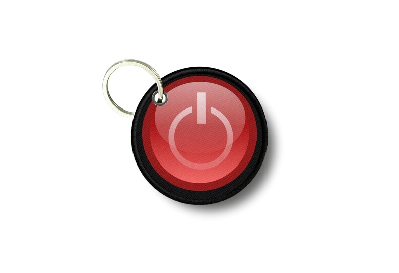 Keychain round printed double-sided power button sign