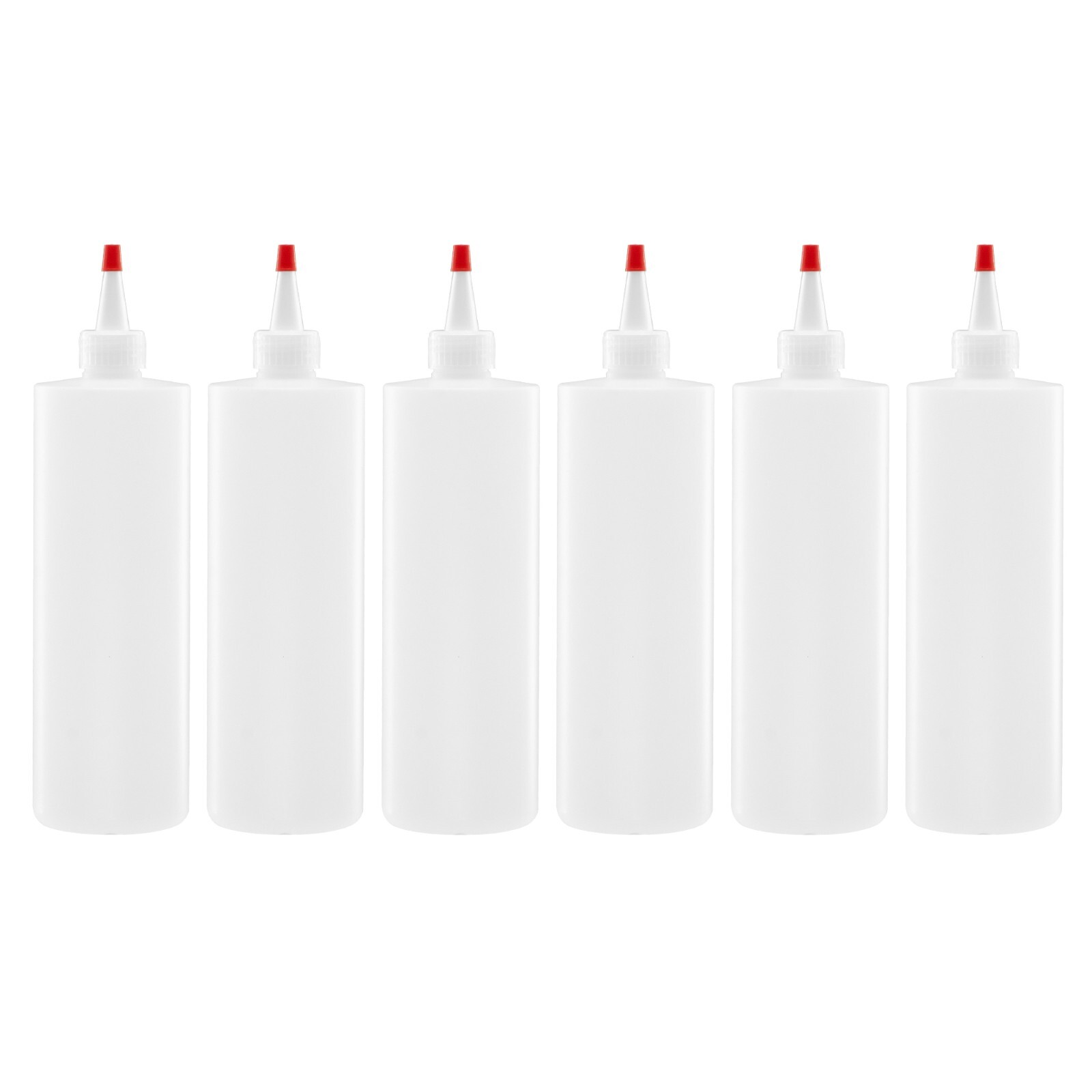 6 PK 16oz Clear Plastic Squeeze Bottle Condiment Dispenser Ketchup Mustard Mayo