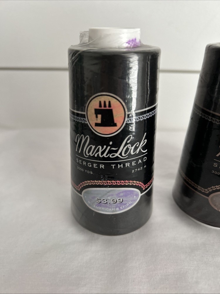 3 New Black maxi-lock 3000Yd spools 100% polyester overlock serger thread