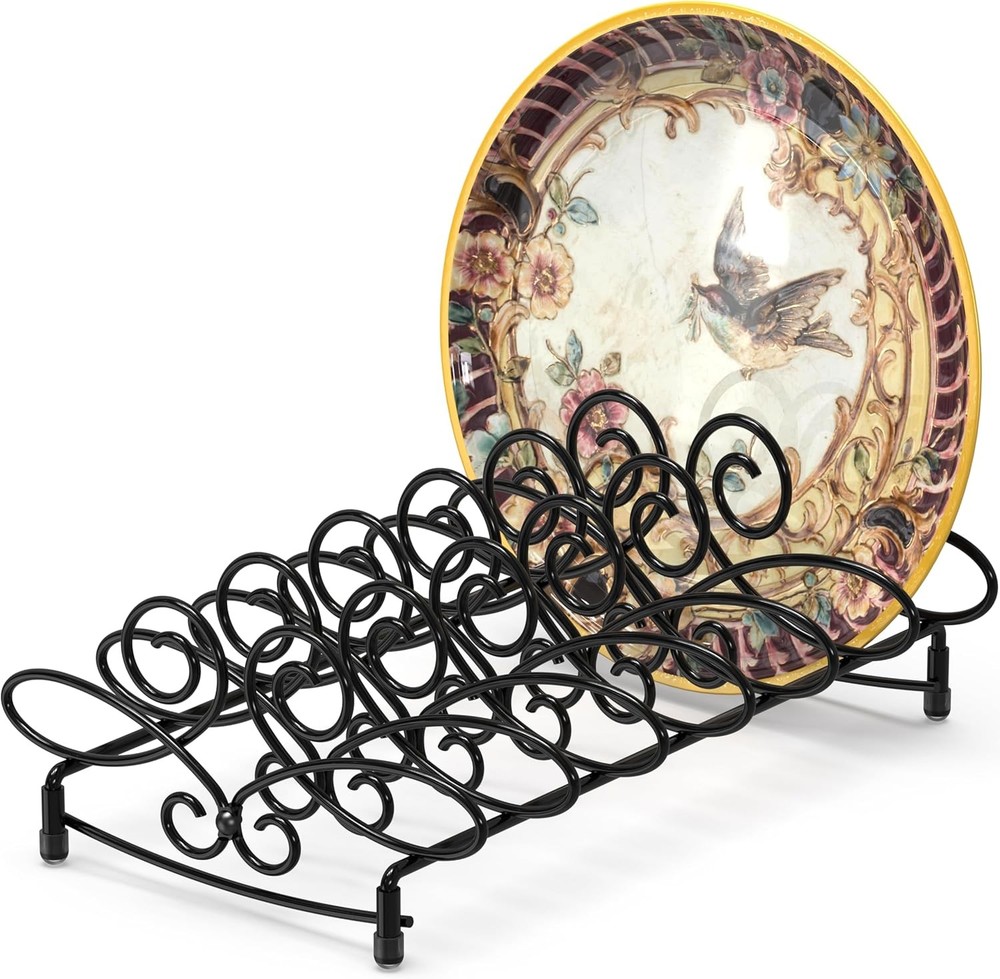 SIMPLE HOUSEWARE Vertical Plate Stand Holder Dish Rack Dinnerware Organizer w...