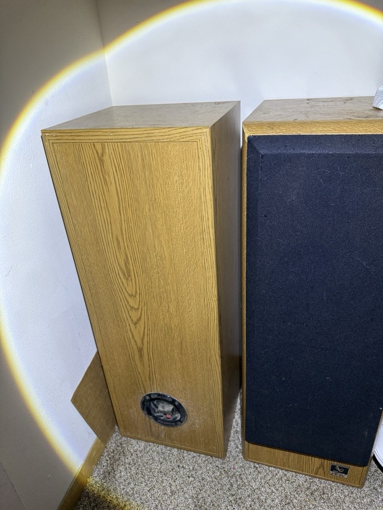 INFINITY SL40 TOWER SPEAKERS SOLID OAK VERIFIED WORKING SOUND SYSTEM Vtg Speaker