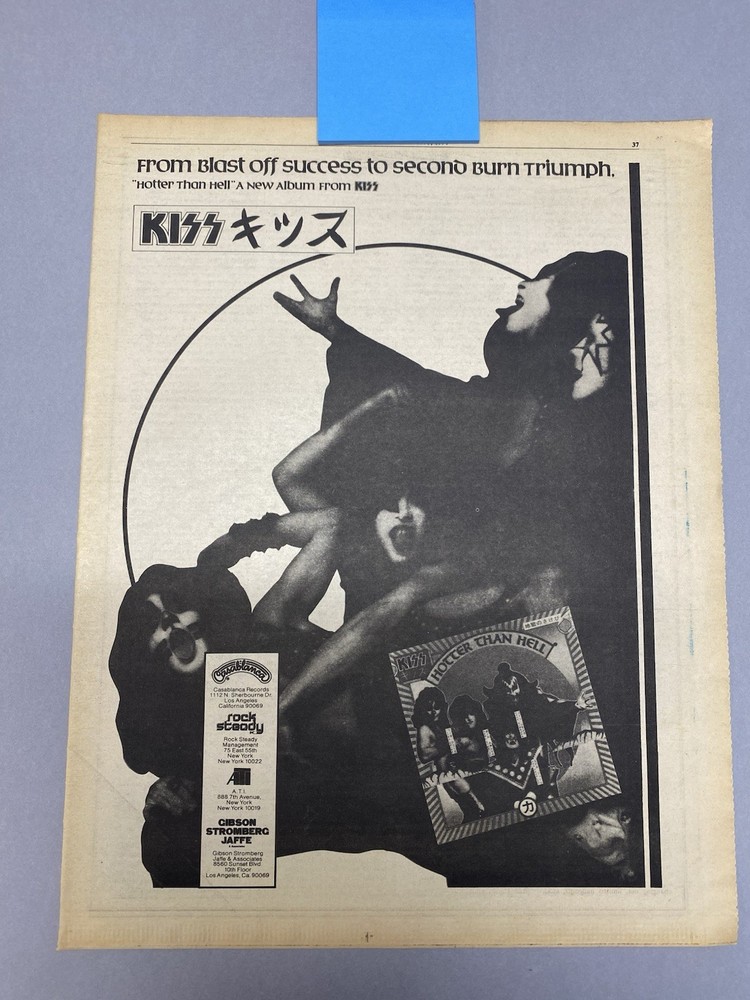 Kiss Hotter Than Hell 1974 Promo Ad. 11x14 Original