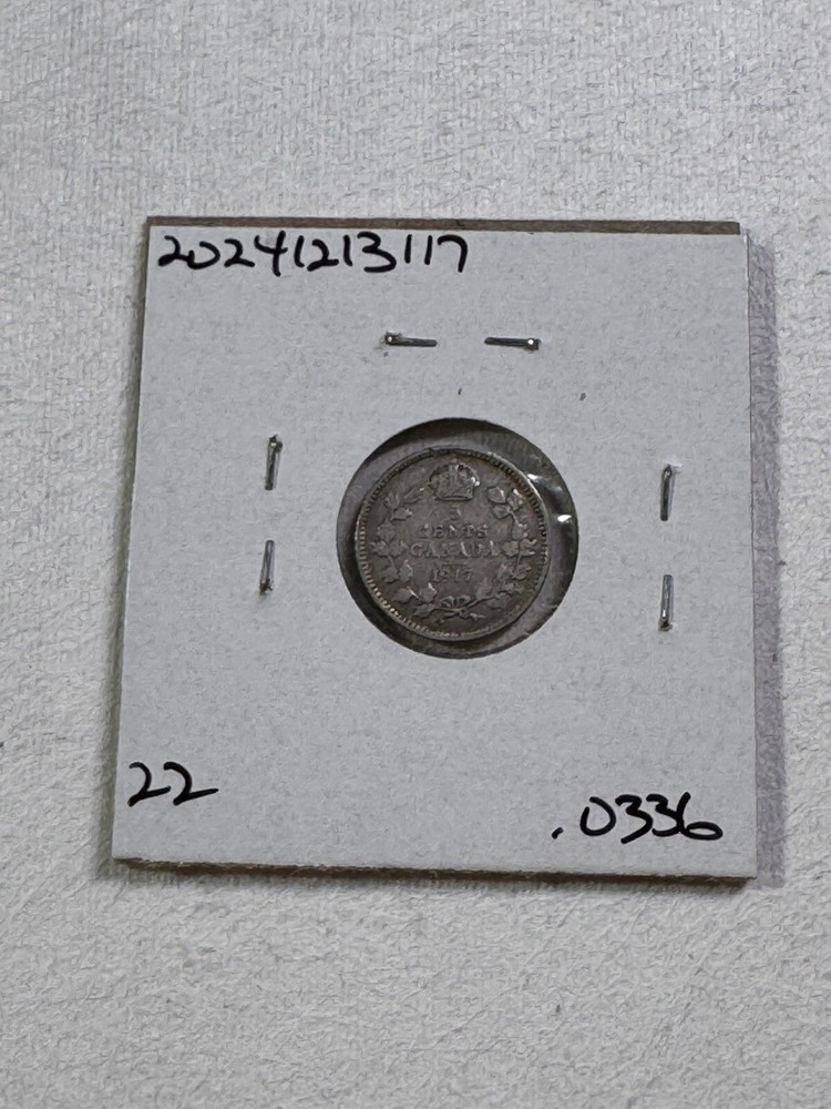 1917 Canada 5 Cents Small Silver Coin Cleaned