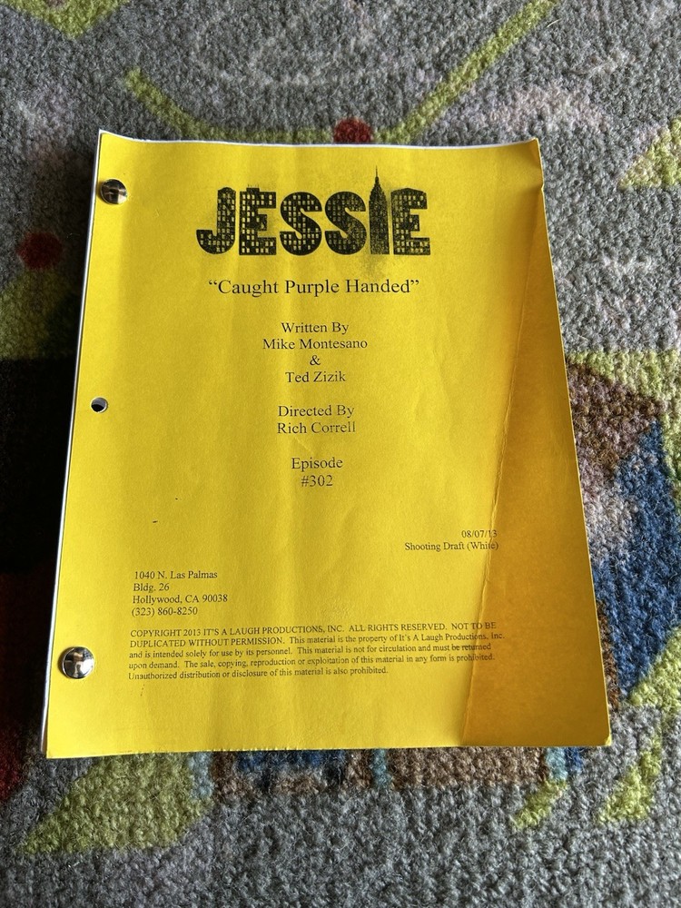 Jessie Caught Rare Disney Original Script Shooting Draft 2013 S3 Ep 2