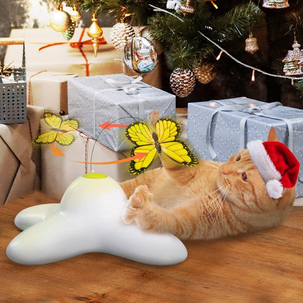 All for Paws Cat Toys Interactive Butterfly Flutter Bug Automatic White