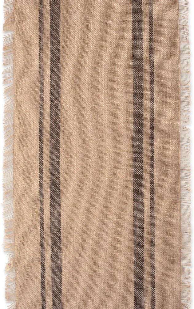 Jute Burlap Collection Kitchen Tabletop, Table Runner, 14x108, Double Border ...