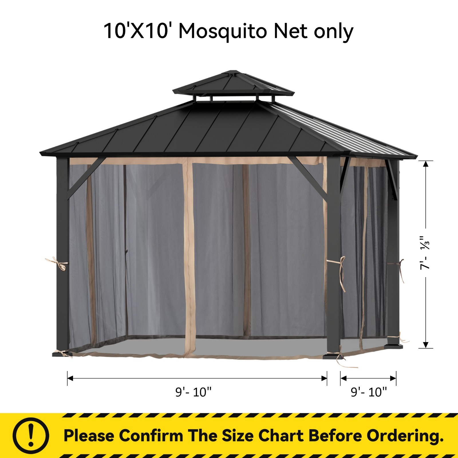 Universal Gazebo Mosquito Netting Replacement Sidewalls for Patio
