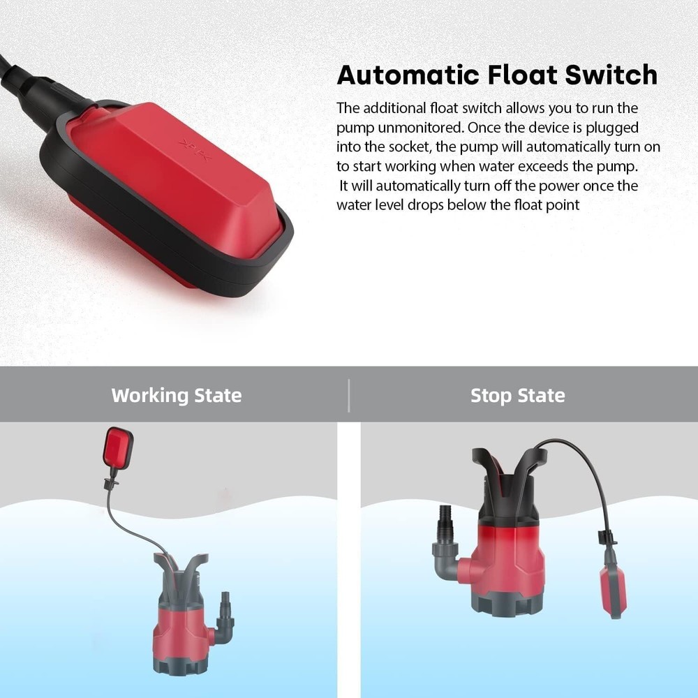 1HP Electric Water Submersible Pump 3700GPH Automatic Float Switch Sump Pump US