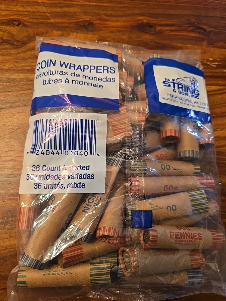 N.F. String & sons ,inc. coin wrappers 36 Count Assorted