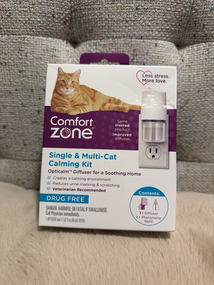 Comfort Zone 30 Day Starter Kit: 1 Cat Calming Diffuser & 1 Refill- New Sealed