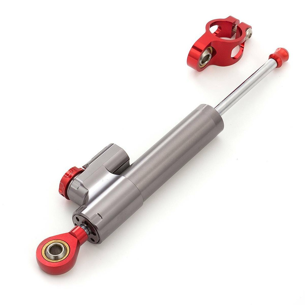 US CNC Motorcycle Gray&Red Steering Damper Stabilizer Linear Reversed Universal